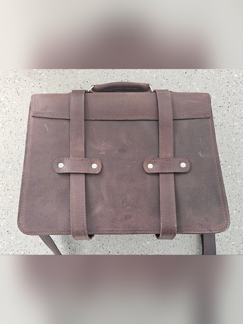 NEW Men's Brown Genuine Leather Messenger Bag Work Briefcase Distressed Style - Picture 3 of 11